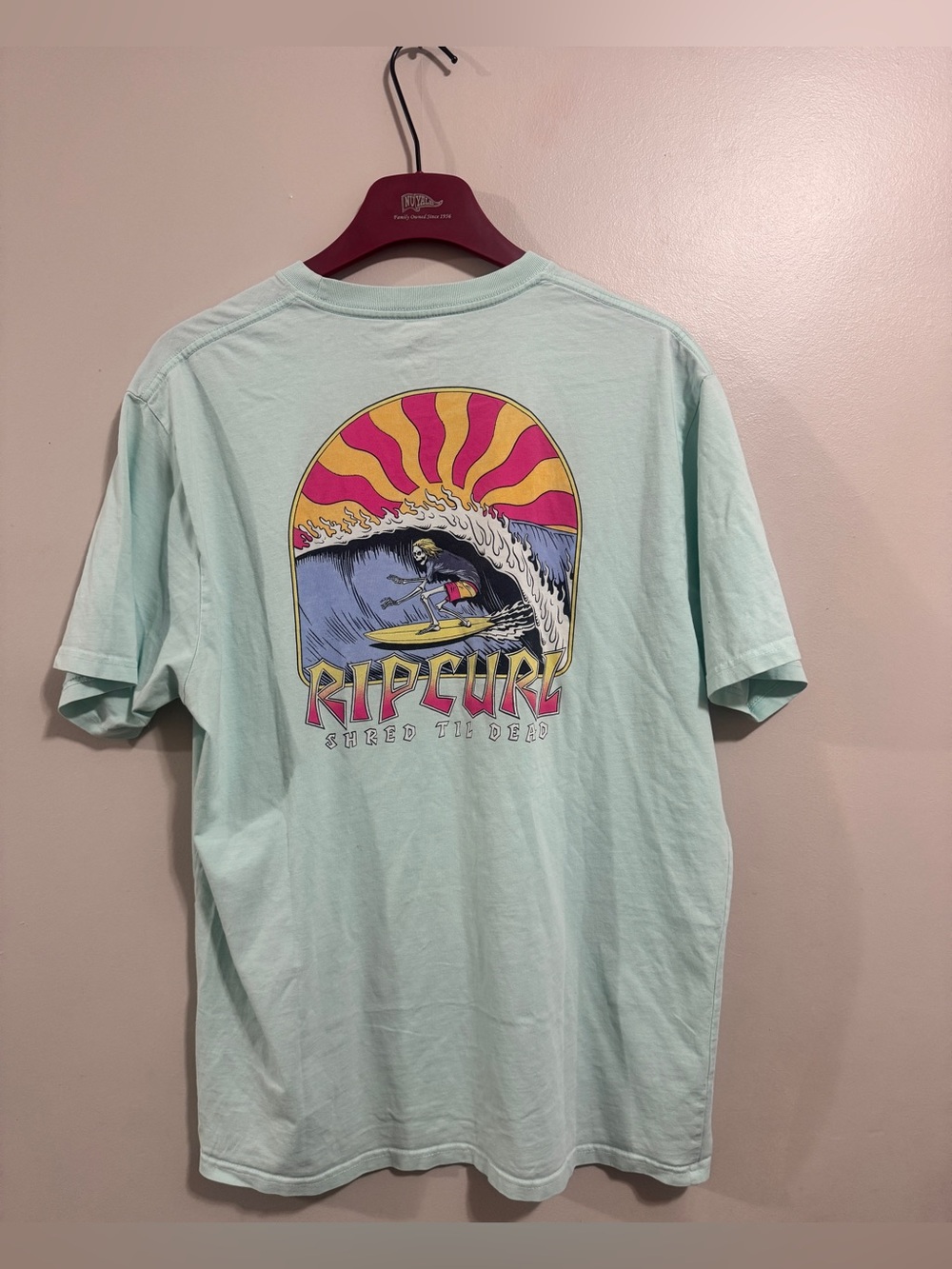 Rip Curl Shred Til Dead Surf Graphic Tee Men’s XL Mint Green Relaxed